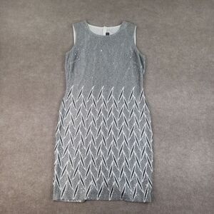 St. John Dress Womens Size 10‎ Gray Knit Sleeveless Sheath Sequins Sparkly